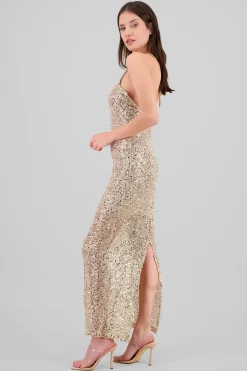 Shasa Halter Sequin Maxi Dress