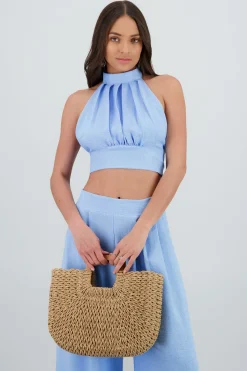 Shasa Halter Top with Pleat Detail