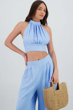 Shasa Halter Top with Pleat Detail