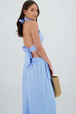 Shasa Halter Top with Pleat Detail