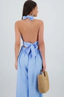 Shasa Halter Top with Pleat Detail