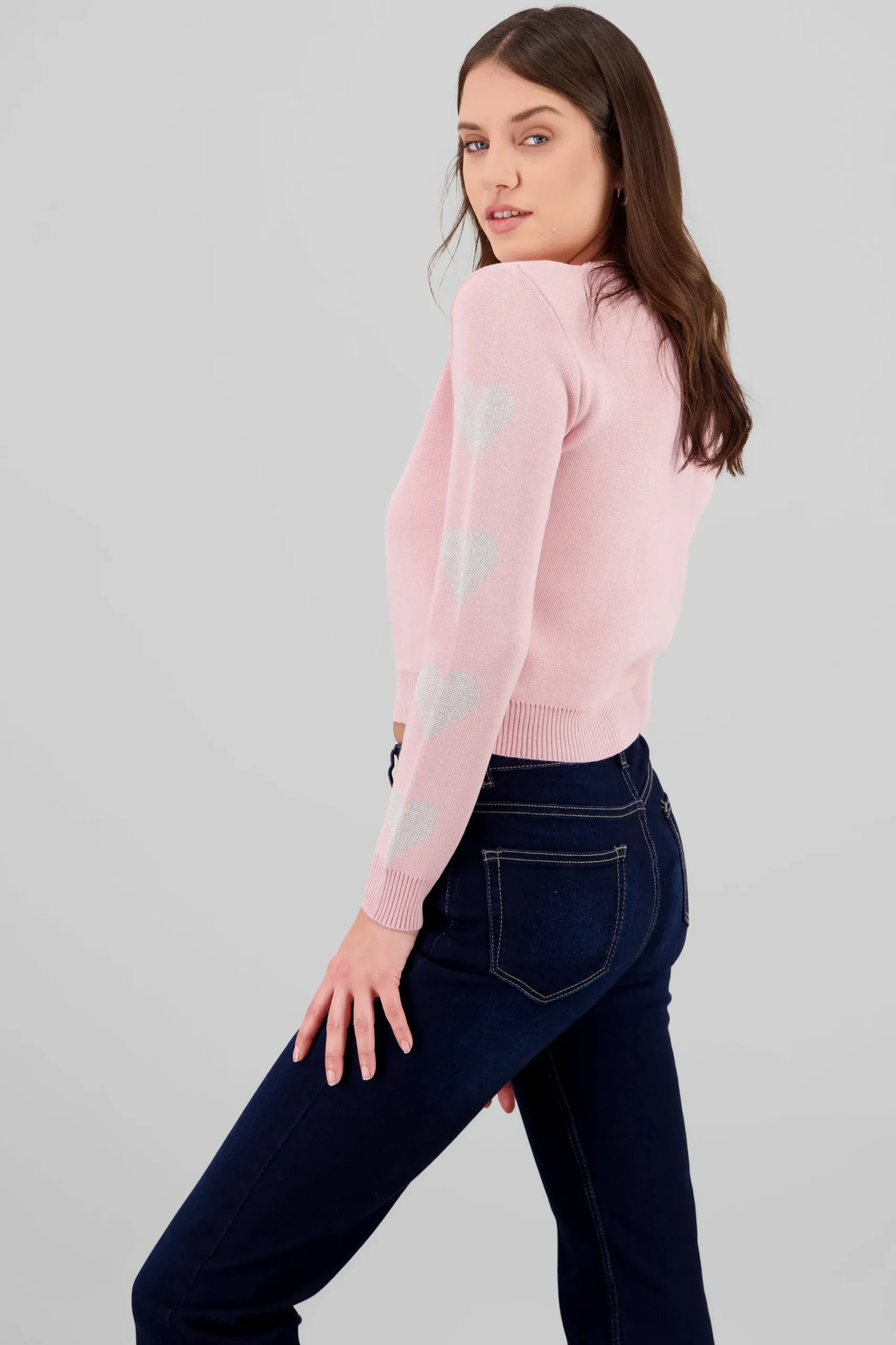 Shasa Heart Detail Sleeve Sweater