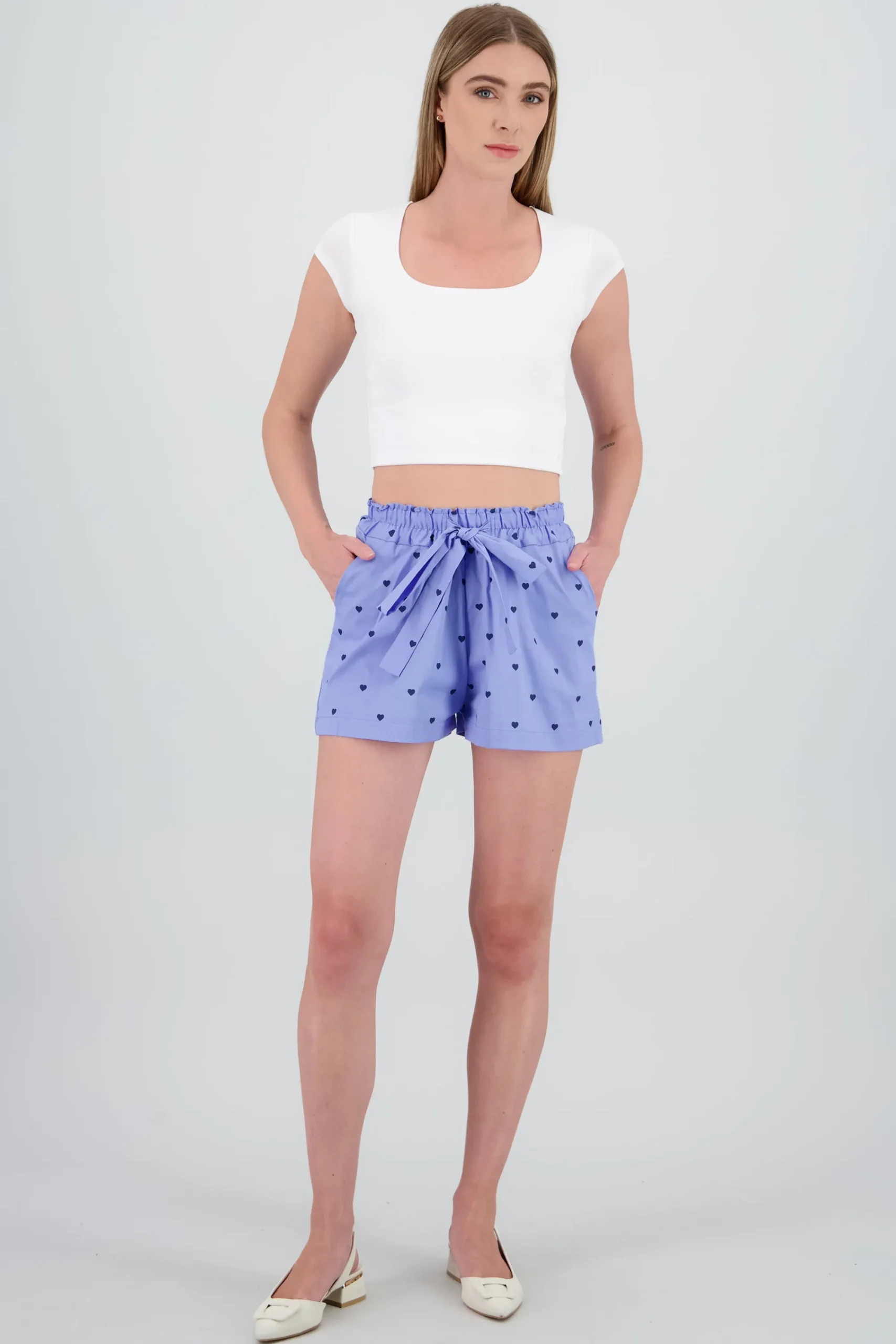 Shasa Heart Elastic Detail Mini Shorts