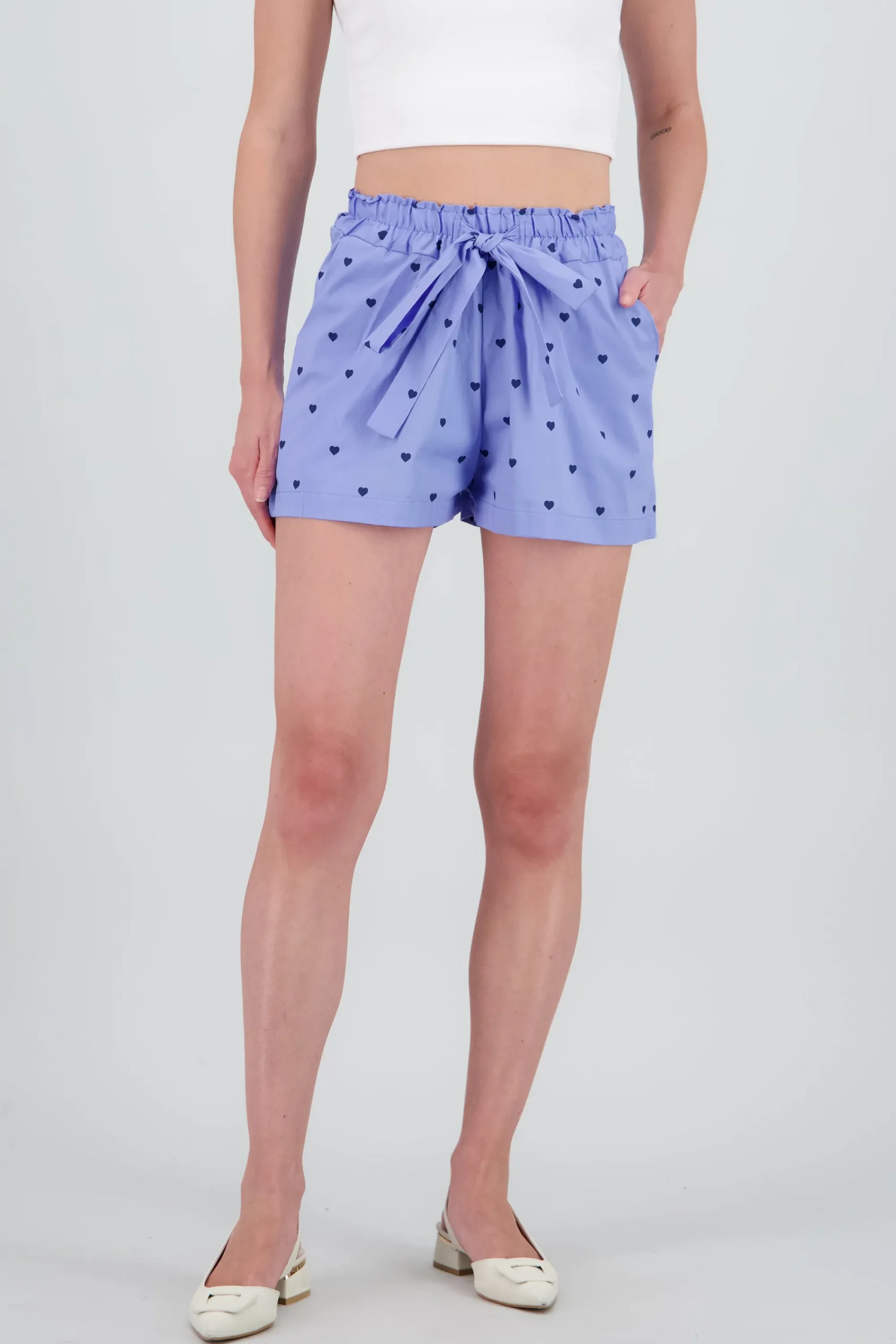Shasa Heart Elastic Detail Mini Shorts