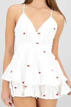Shasa Heart Embroidered Romper