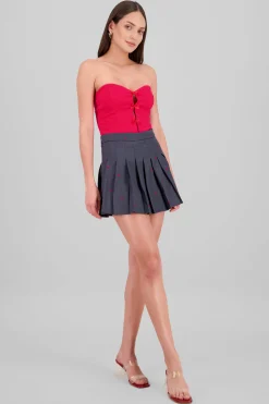 Shasa Heart Pleated Mini Skirt