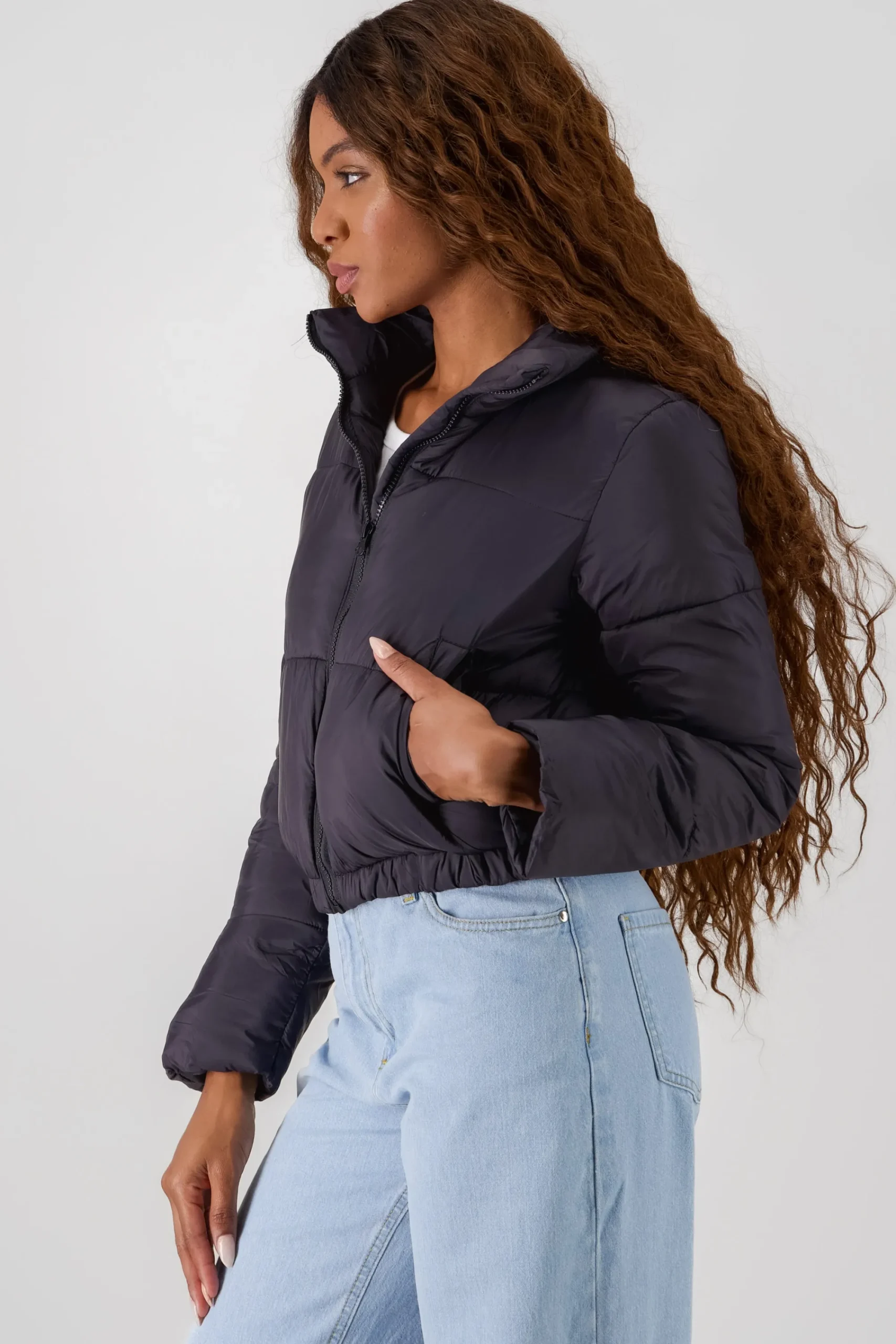 Shasa High Neck Cropped Puffer Jacket