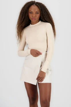 Shasa High Neck Long Sleeve Crop Top