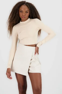 Shasa High Neck Long Sleeve Crop Top