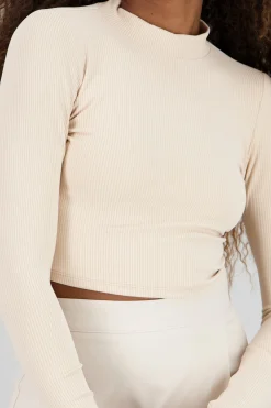 Shasa High Neck Long Sleeve Crop Top