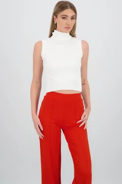 Shasa High Neck Ribbed Top