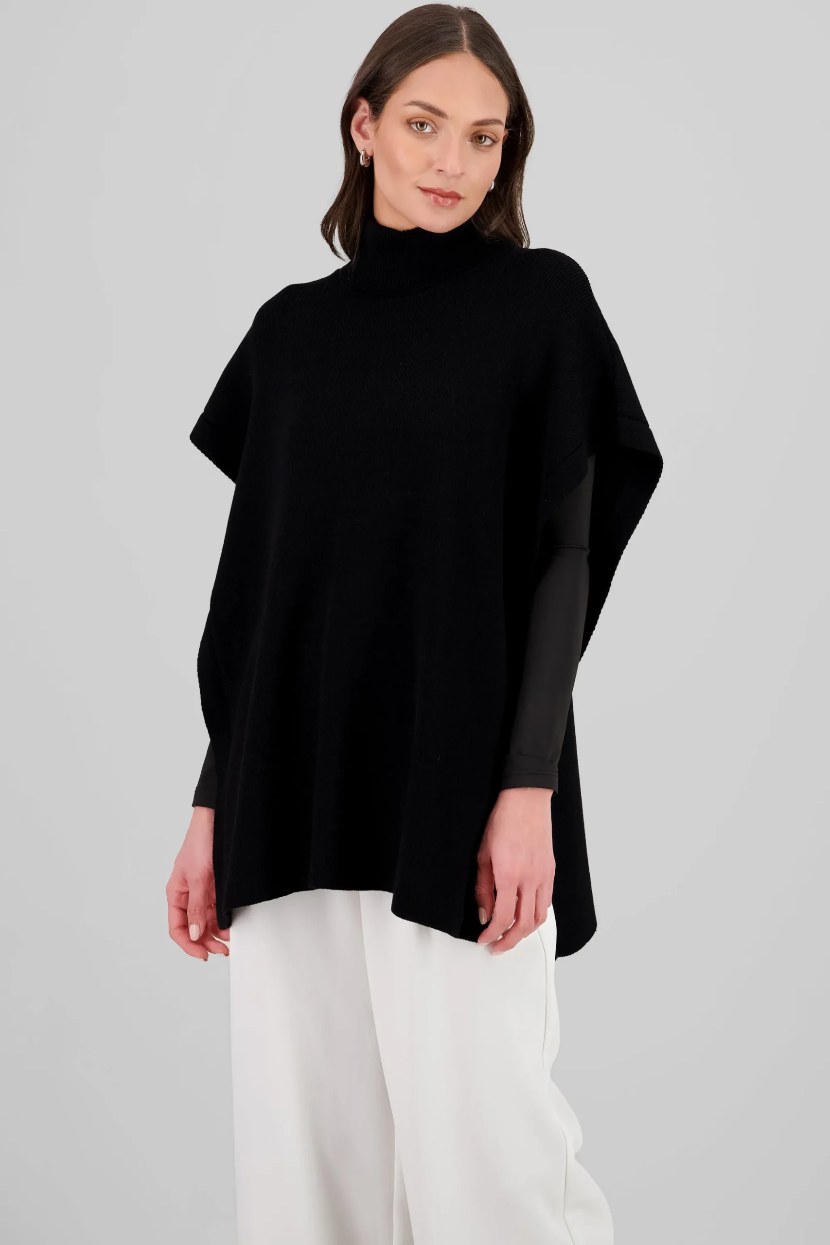 Shasa High Neck Sleeveless Poncho