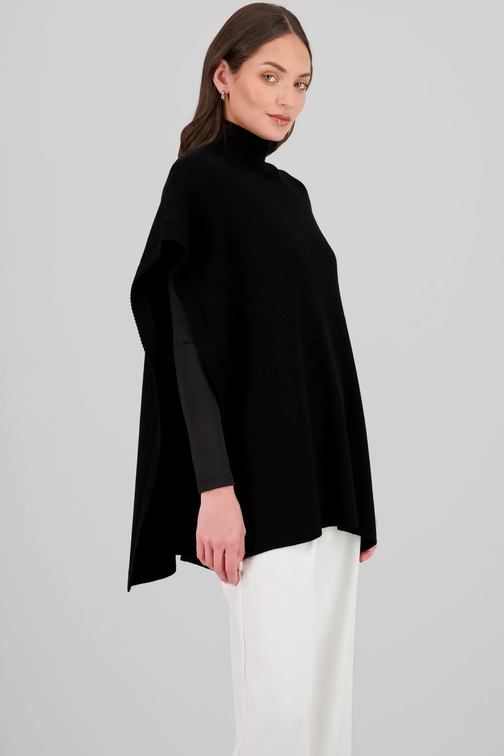 Shasa High Neck Sleeveless Poncho