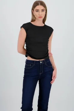 Shasa High Neck Sleeveless Ribbed Top