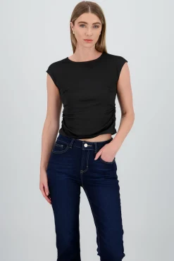 Shasa High Neck Sleeveless Ribbed Top