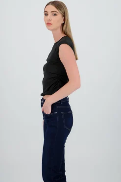 Shasa High Neck Sleeveless Ribbed Top