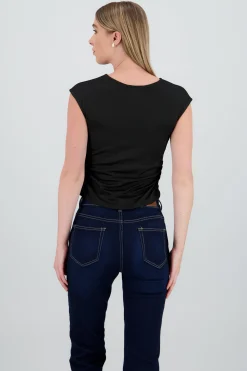 Shasa High Neck Sleeveless Ribbed Top