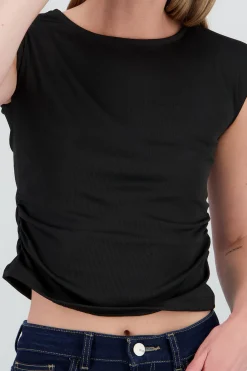 Shasa High Neck Sleeveless Ribbed Top