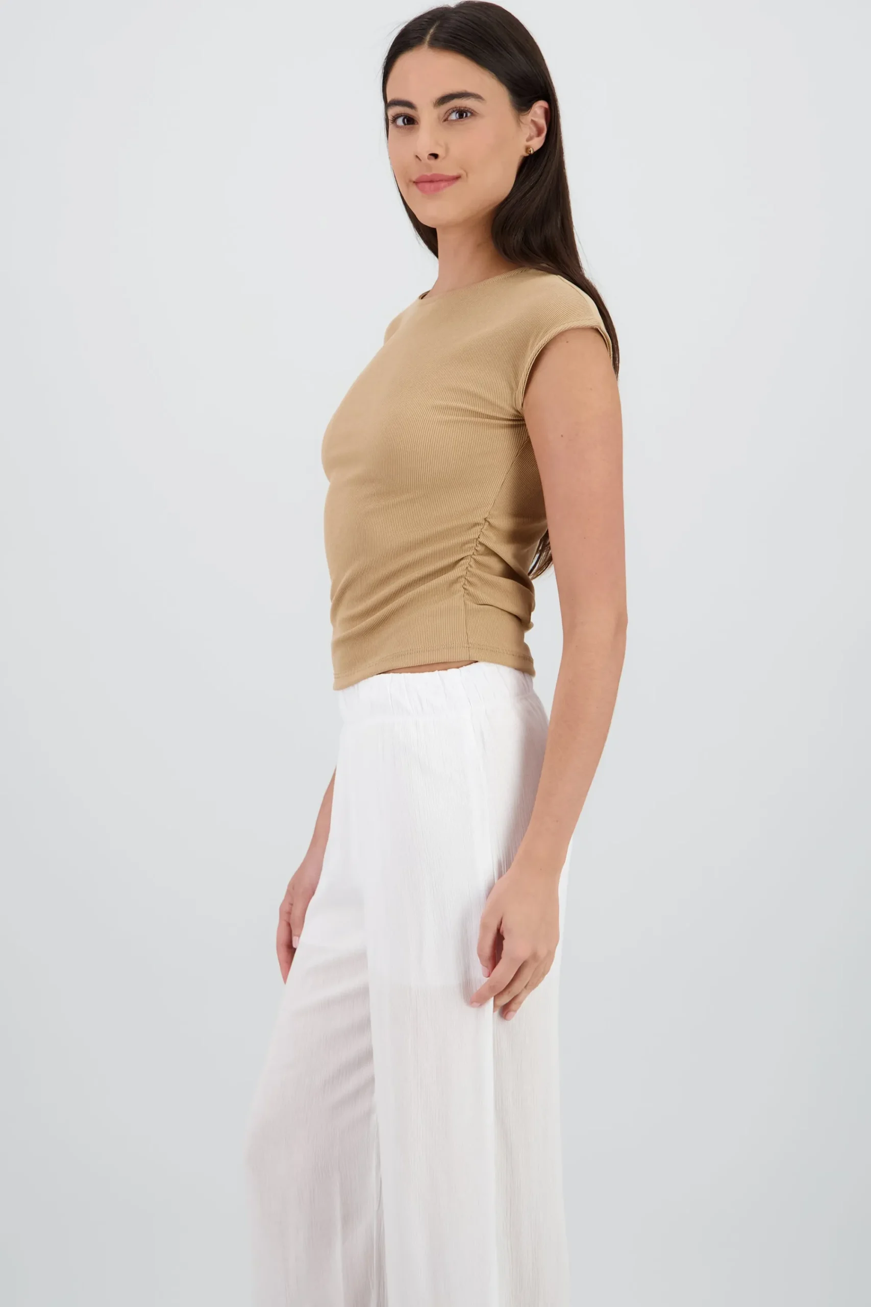 Shasa High Neck Sleeveless Ribbed Top