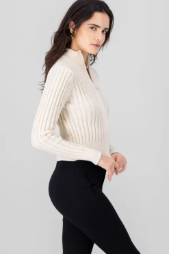 Shasa High Neck Sweater With Zipper