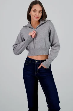Shasa High Neck Sweater with Zipper