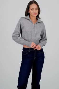 Shasa High Neck Sweater with Zipper