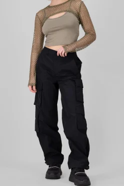 Shasa High Waist Cargo Pants With Pleated Details