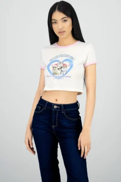 Shasa Kitten Print Contrast T Shirt