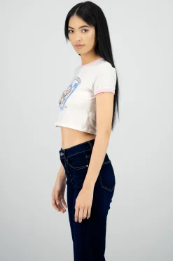 Shasa Kitten Print Contrast T Shirt