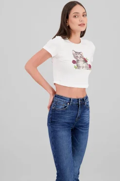 Shasa Kitty Print Top