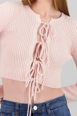 Shasa Knit Cardigan Detail Bow