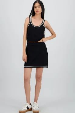 Shasa Knit Mini Skirt with Contrast Stripes