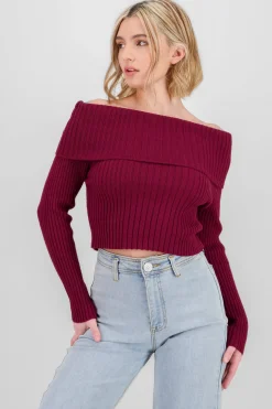 Shasa Knit Off Shoulder Sweater