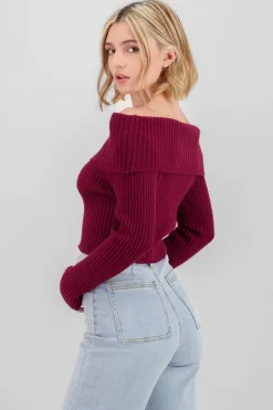 Shasa Knit Off Shoulder Sweater