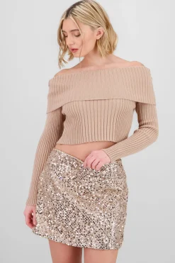 Shasa Knit Off Shoulder Sweater