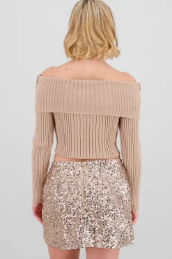 Shasa Knit Off Shoulder Sweater