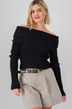 Shasa Knit Off Shoulder Sweater