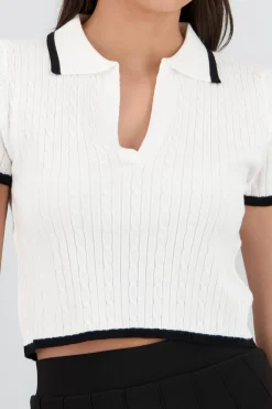 Shasa Knit Polo Top