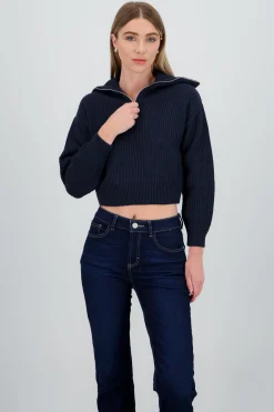 Shasa Knit Sweater with Zipper Detail