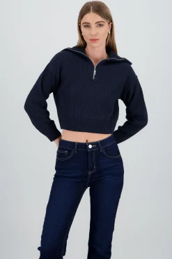 Shasa Knit Sweater with Zipper Detail