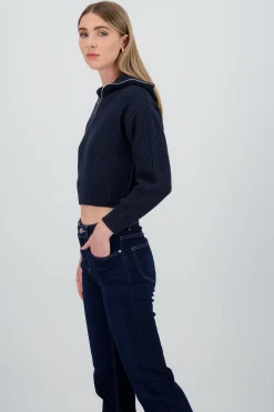 Shasa Knit Sweater with Zipper Detail