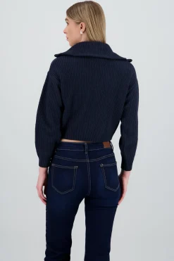 Shasa Knit Sweater with Zipper Detail