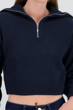 Shasa Knit Sweater with Zipper Detail