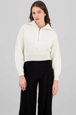 Shasa Knit Sweater with Zipper Detail