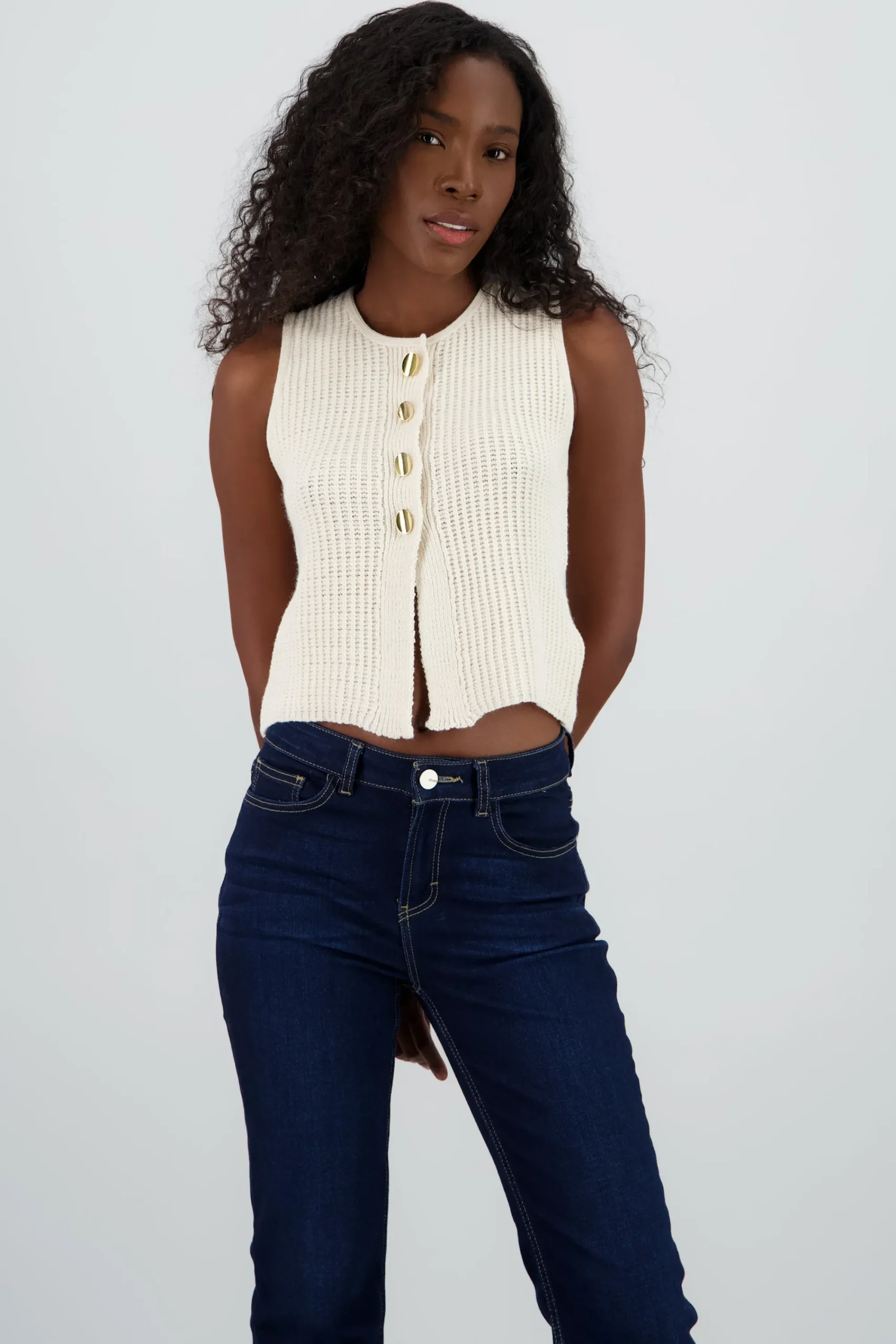 Shasa Knit Vest with Buttons