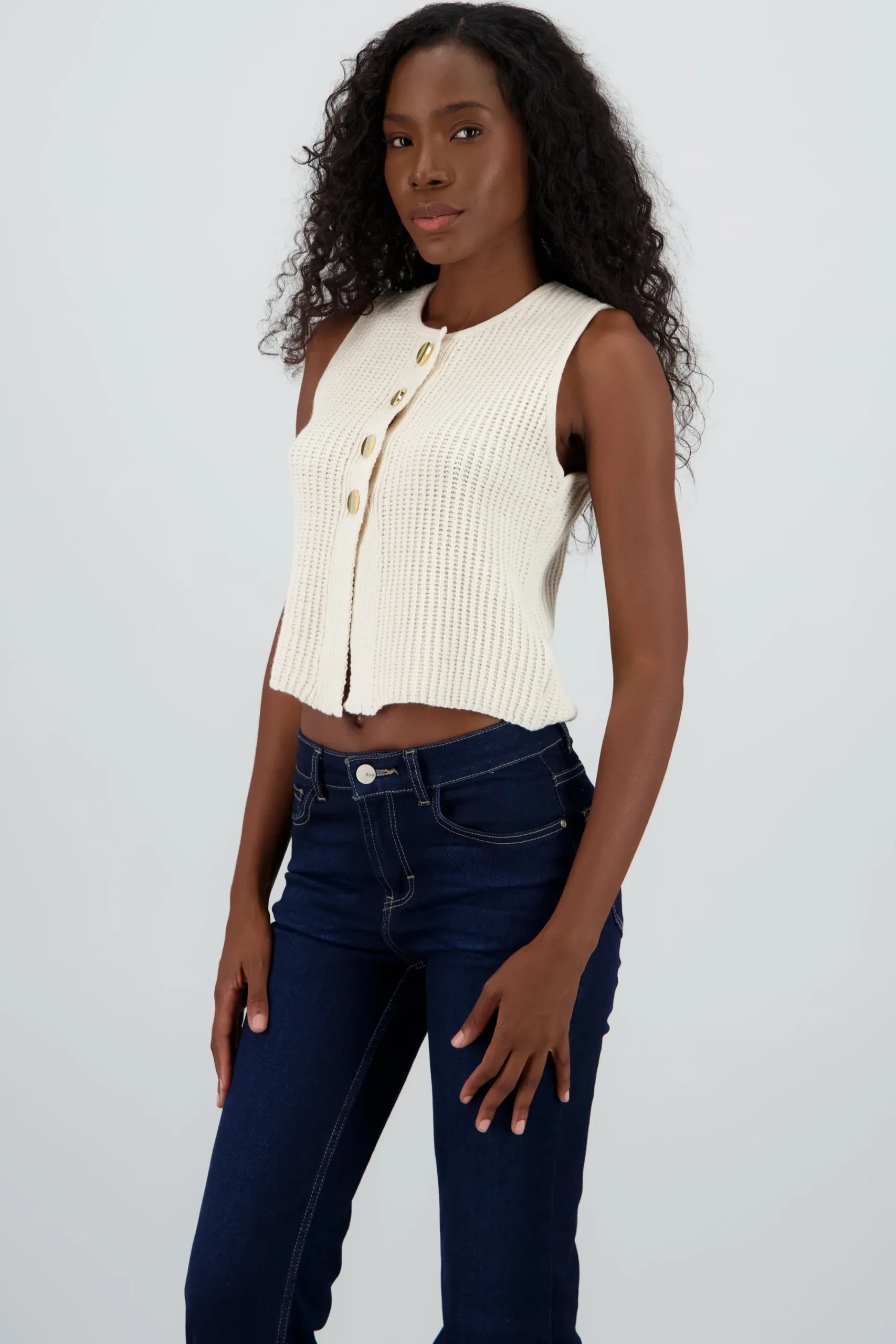 Shasa Knit Vest with Buttons