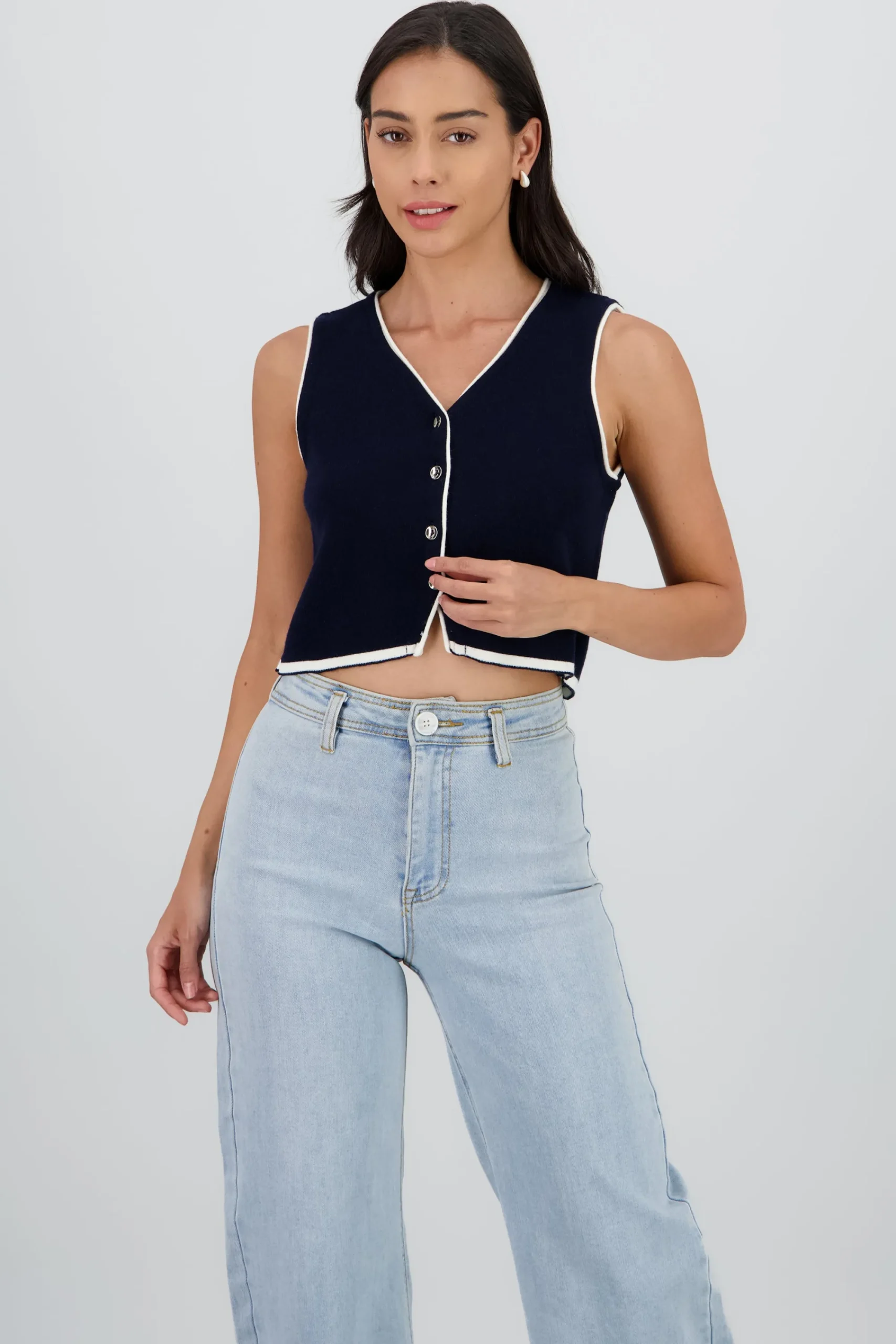Shasa Knit Vest with Buttons
