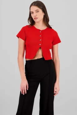 Shasa Knitted Cropped Short Sleeve Top