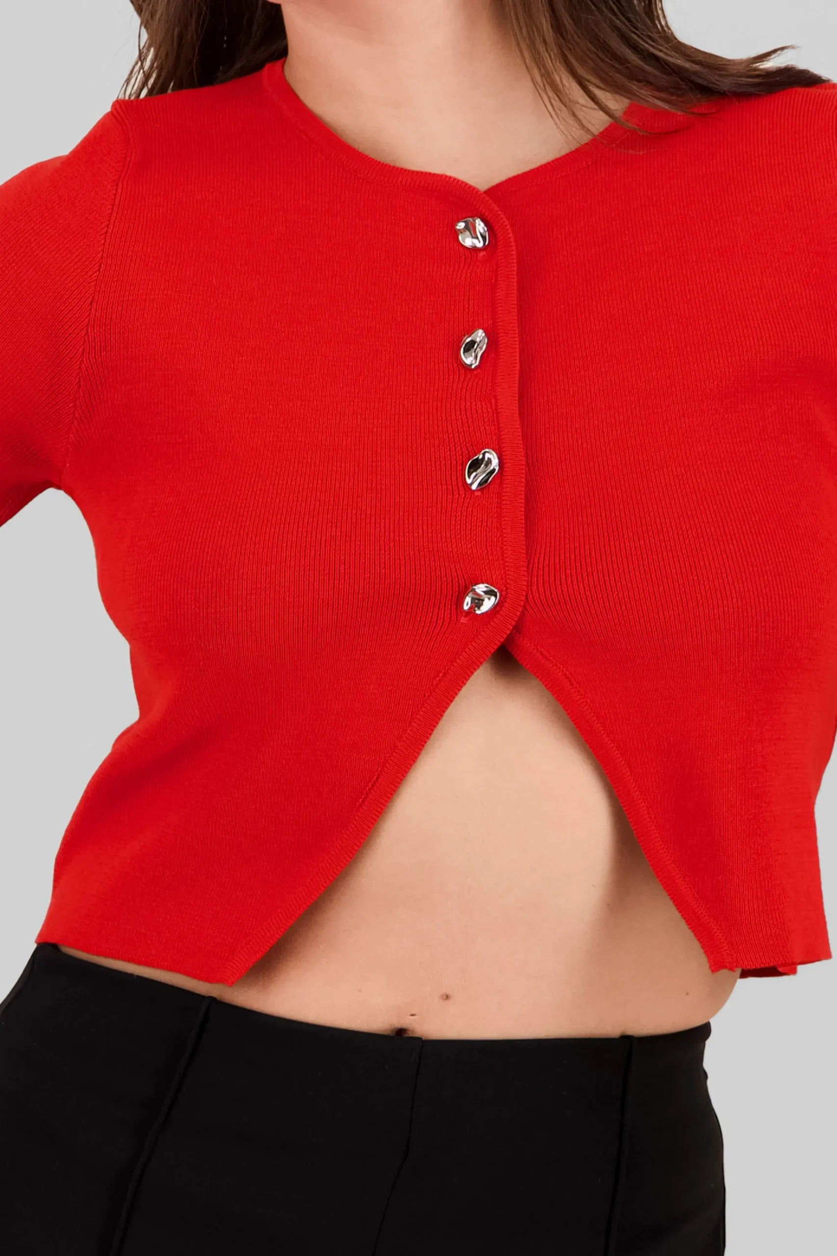 Shasa Knitted Cropped Short Sleeve Top