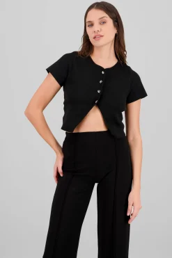 Shasa Knitted Cropped Short Sleeve Top